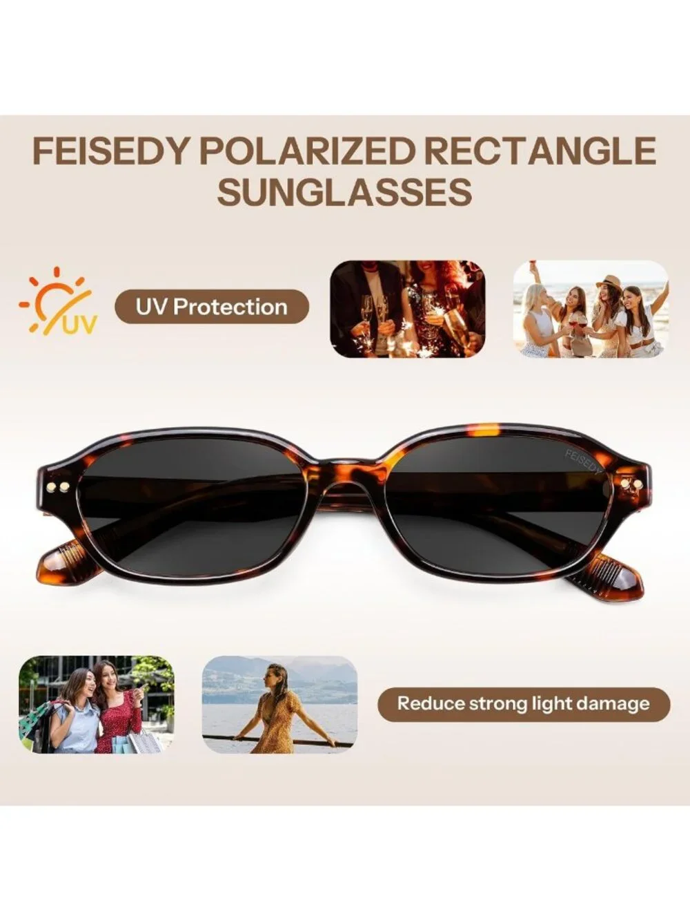 Retro Polarized Rectangle Sunglasses for Women & Men | Y2K 90s Style Sunnies